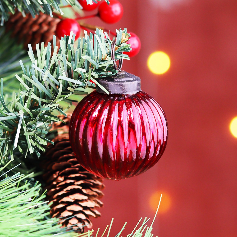 12 Pieces Glass Red Christmas Ornaments For Tree Decoration